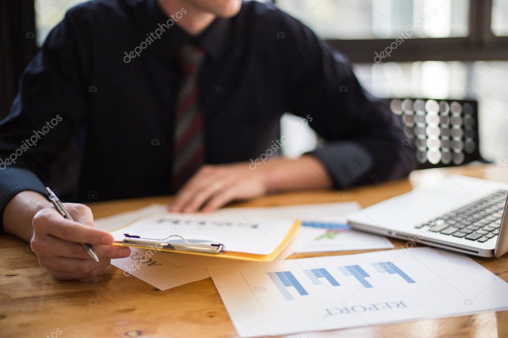 business documents on office table 