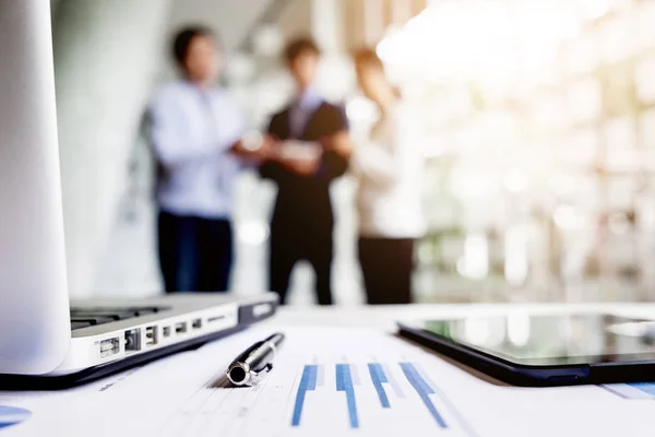 Close-up of business document in touchpad lying on the desk, off — Stock Photo, Image