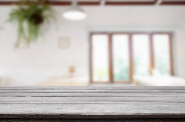 stock image Selected focus empty brown wooden table and Coffee shop or resta