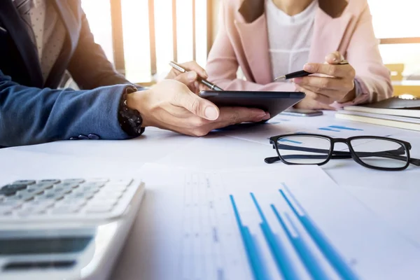 Team work process. young business managers crew working with new — Stock Photo, Image