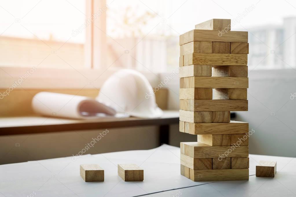 the blocks wood tower game with architectural engineer plans or 