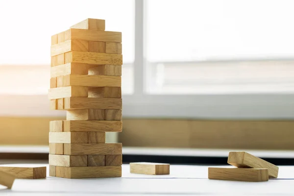 Blocks tower game on table — Stock Photo, Image