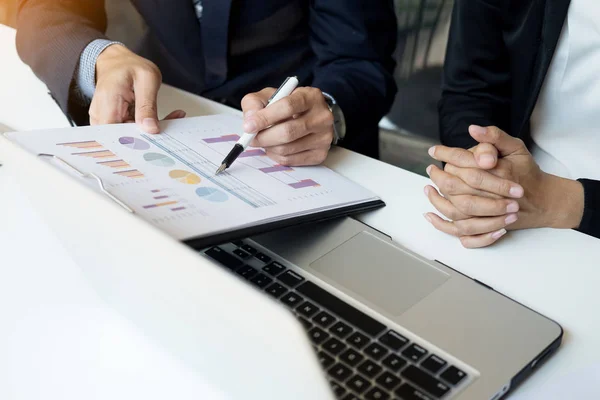 Team work process. young business managers crew working with new — Stock Photo, Image