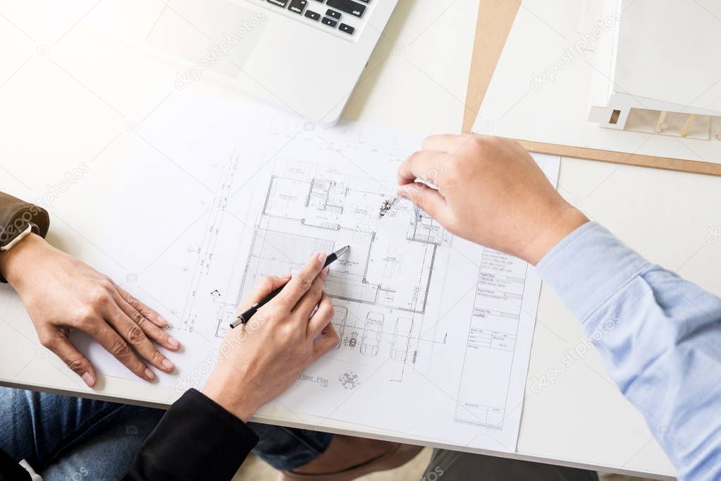 Person's engineer Hand Drawing Plan 