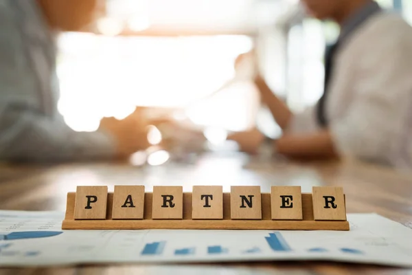 Partner word on wooden bricks on table — Stock Photo, Image