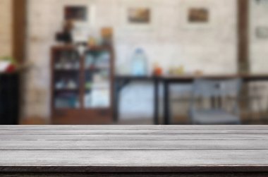 Ahşap masa ve oda iç dekorasyon arka plan boş, eşya