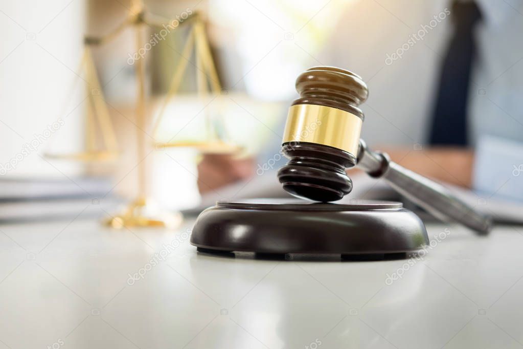 gavel and soundblock of justice law and lawyer working on wooden