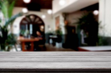 Ahşap masa ve oda iç dekorasyon arka plan boş, eşya