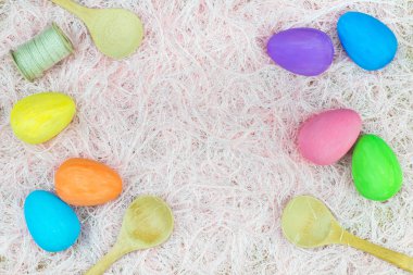 Paskalya yumurtaları yat, yukarıdan tex için kopya alanı ile görüntüleme