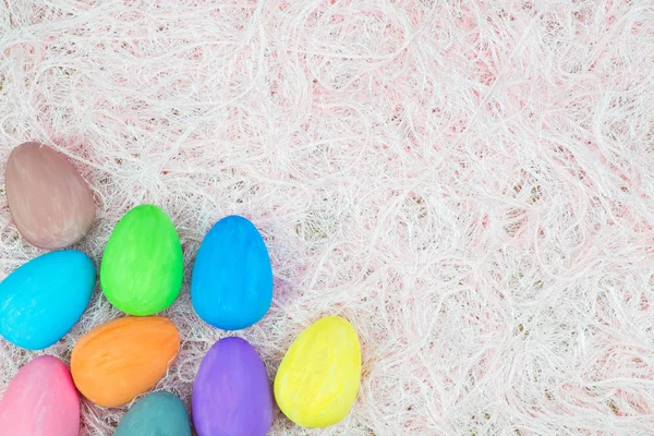 Depilazione piatta di uova di Pasqua, vista dall'alto con spazio copia per tex — Foto Stock