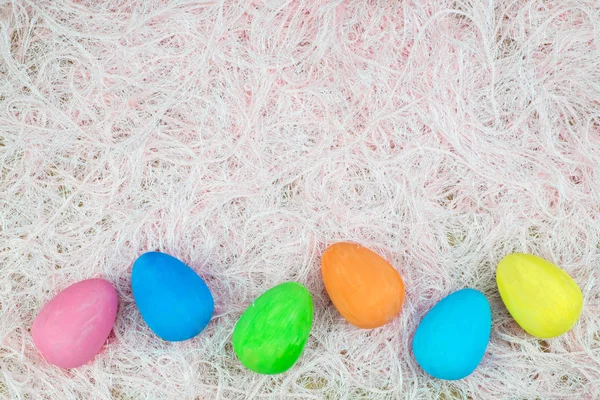 Depilazione piatta di uova di Pasqua, vista dall'alto con spazio copia per tex — Foto Stock