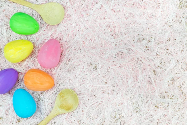 Depilazione piatta di uova di Pasqua, vista dall'alto con spazio copia per tex — Foto Stock