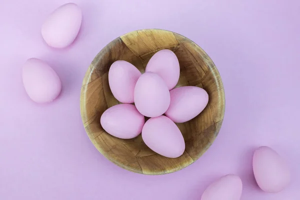 Depilazione piatta di uova di Pasqua sfondo mockup, vista dall'alto con — Foto Stock