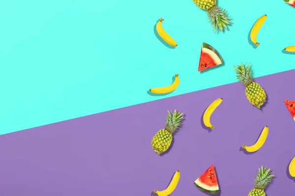 Padrão de frutas doces frescas de verão para o conceito de férias flat lay — Fotografia de Stock