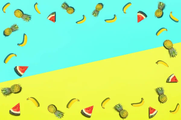 平ら休日コンセプトの新鮮な夏の甘いフルーツのパターン レイアウト — ストック写真