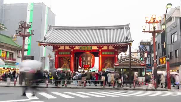 Tokyo Japonya Şubat 2019 Tokyo Japonya Daki Sensoji Tapınağına Giriş — Stok video