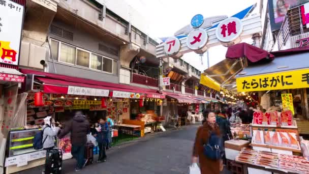 Ueno Tokió Japán 2019 Február Időeltolódás Videó Sok Ember Vásárlásáról — Stock videók