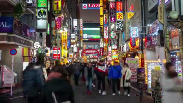 Shinjuku Tokyo Japonya Şubat 2019 Kabukicho Gece Hayatı Sokağı Çok — Stok video