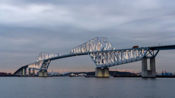 Time Lapse Video Piękne Krajobrazy Widok Tokyo Gate Bridge Zachmurzone — Wideo stockowe