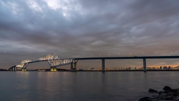 Time Lapse Video Krásné Scenérie Pohled Tokyo Gate Bridge Cloudy — Stock video