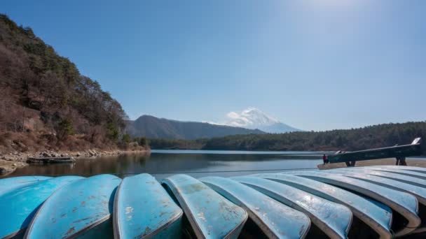 日本山西省赛科湖富士山或富山美丽风景的4K个时差视频 — 图库视频影像