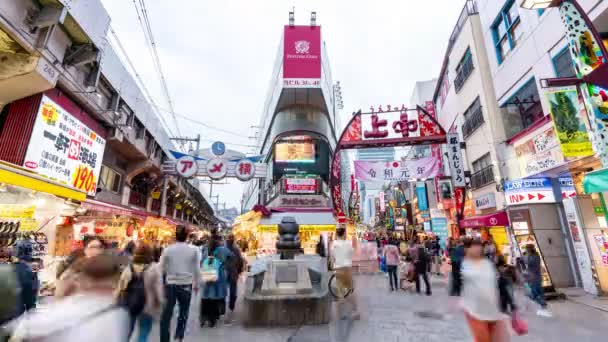東京の4K動画 2019年11月6日 アメヤ横丁 アメヨーコ やアメヤ横丁市場で買い物をしている多くの人々の4K時間経過ビデオ — ストック動画