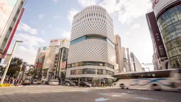 Ginza Tokyo Japan November 2019 Time Lapse Video Pedestrians Tourists — Stock Video