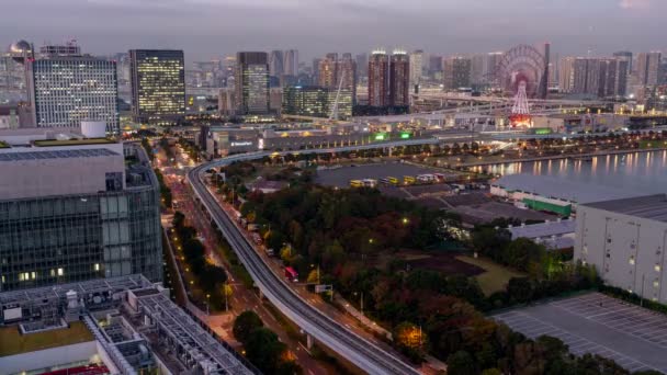 Odaiba Tokio Japonsko Listopadu 2019 Noční Pohled Časovou Prodlevu Videa — Stock video