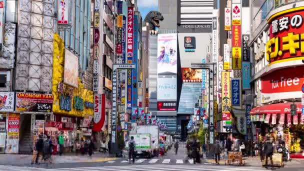 Shinjuku Tokio Japan November 2019 Time Lapse Video Van Godzilla — Stockvideo