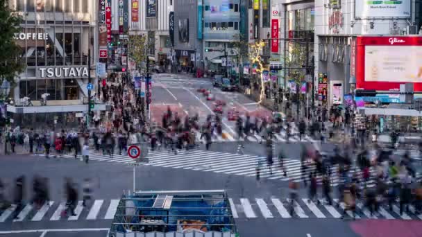 Shibuya Tokio Japón Noviembre 2019 Time Lapse Video Pedestrians Cross — Vídeos de Stock