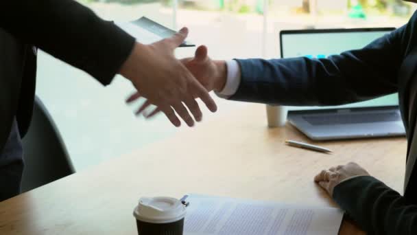 Video Entrevista Trabajo Con Empresa Hablando Durante Coloquio Perfil Curriculum — Vídeo de stock