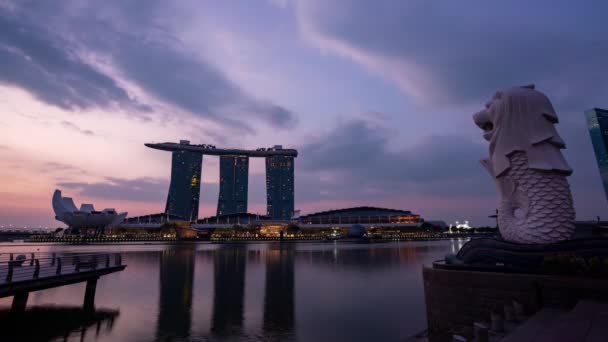 Singapore City Singapore August 2019 Night Day Time Lapse Video — Stock video