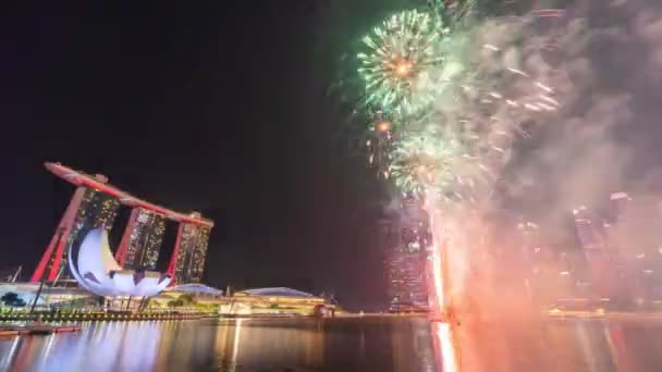 Singapore City Singapore August 2019 Time Lapse Video Beautiful Fireworks — 图库视频影像