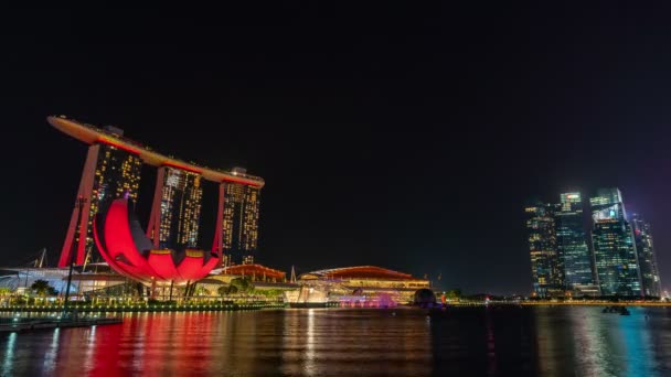Singapur Ciudad Singapur Agosto 2019 Video Caducidad Nocturna Marina Bay — Vídeos de Stock