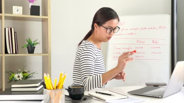 Joven Diseñadora Femenina Que Trabaja Tableta Oficina — Vídeos de Stock