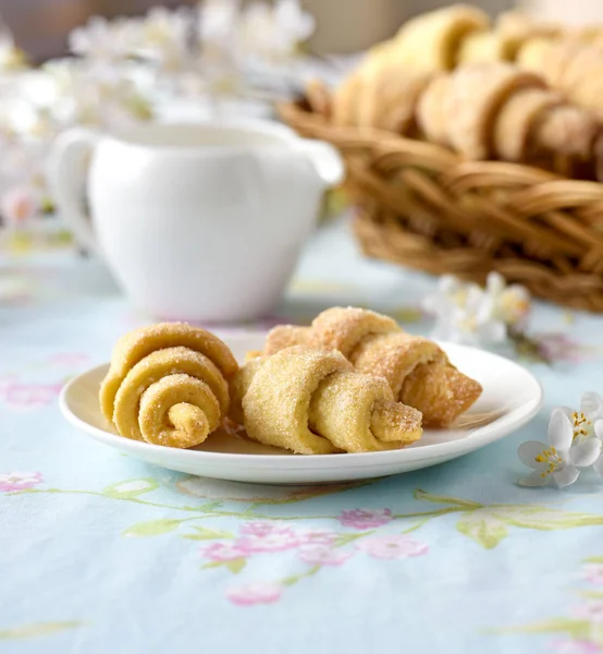 Homemade croissants cakes on a table — Stock Photo, Image