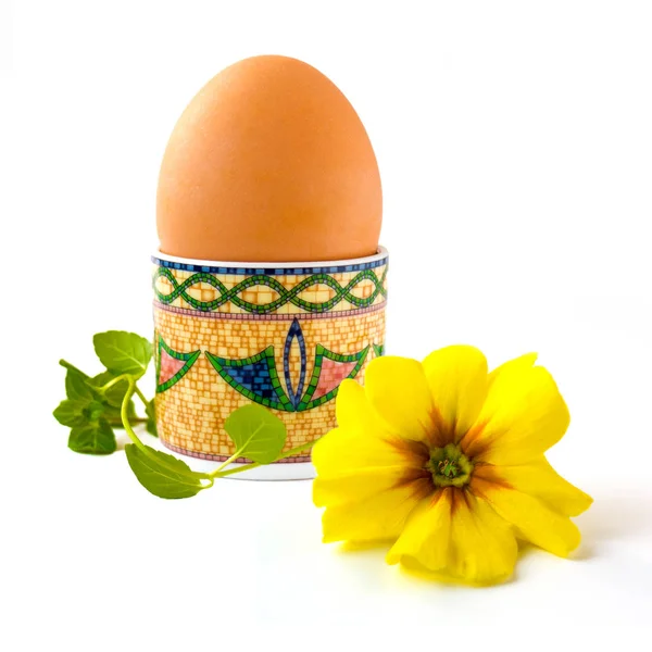 Easter egg with mint on a white background — Stock Photo, Image