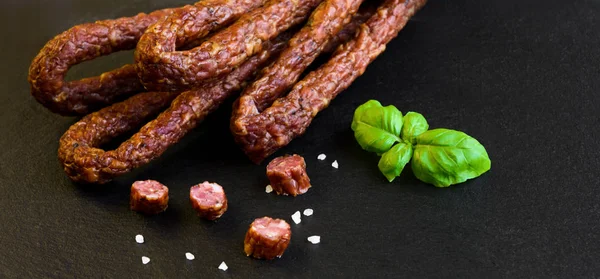 Snack stick smoked sausage — Stock Photo, Image