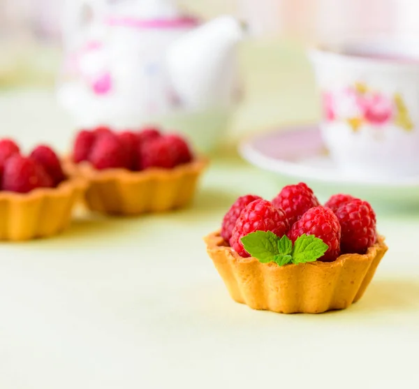 Mini Tarts Raspberries Fruits — Stock Photo, Image