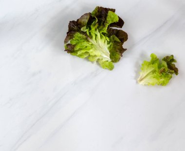 Mermer bir tahtanın üzerinde yeşil marul