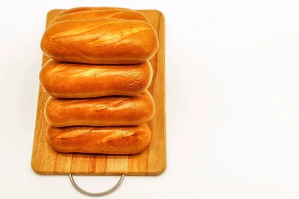 Horizontale Foto Toont Vers Wit Brood Liggend Een Houten Plank — Stockfoto