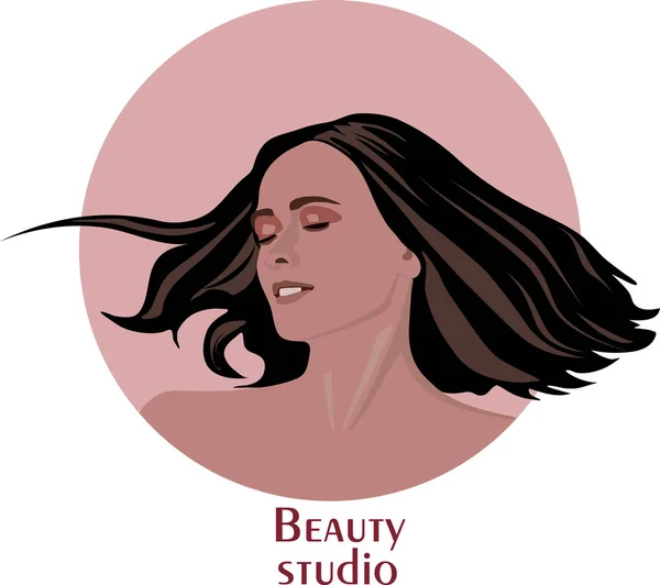 Girl Dark Hair Makeup Signboard Beauty Studio — Stock Vector
