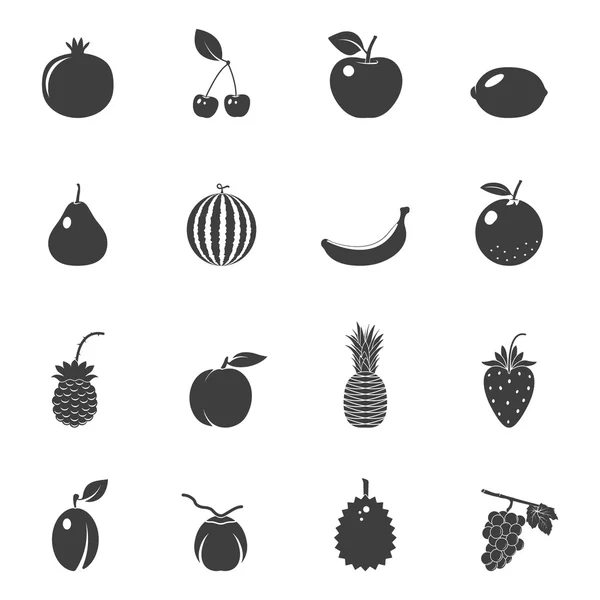 Frutas y bayas, conjunto de iconos vectoriales — Vector de stock