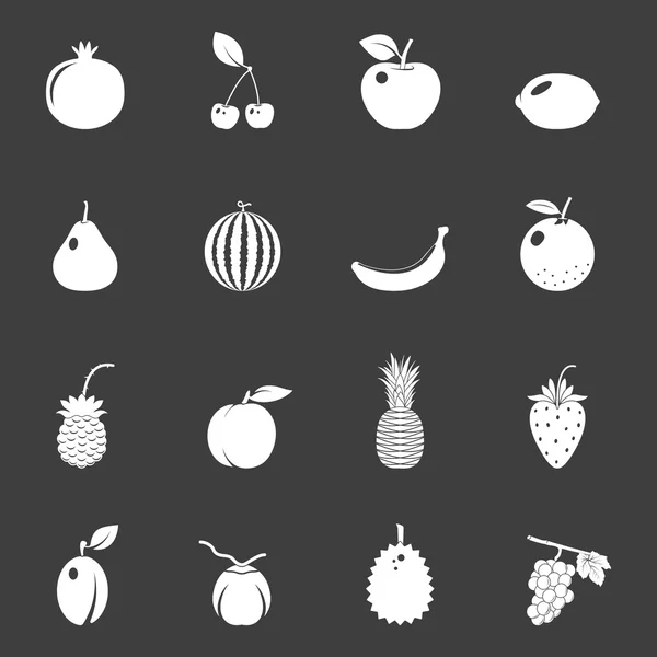 Fruits and berries, vector icons set — Stock Vector