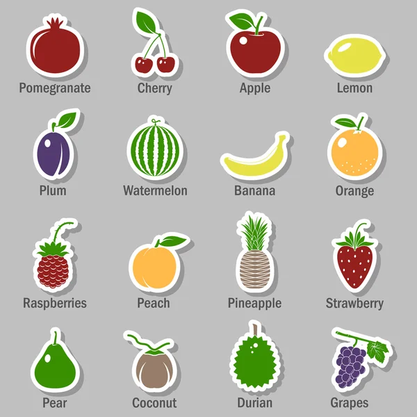 Fruits and berries, vector icons set — Stock Vector