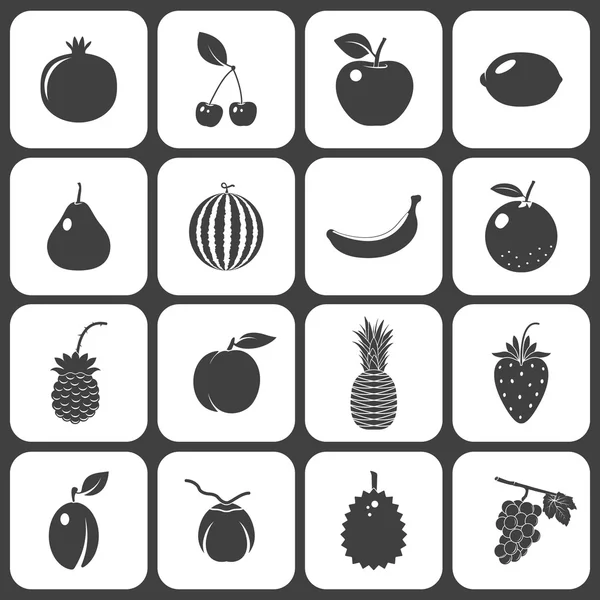 Frutta e bacche, set icone vettoriali — Vettoriale Stock