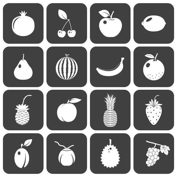 Frutas y bayas, conjunto de iconos vectoriales — Archivo Imágenes Vectoriales