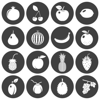 Meyve ve çilek, vector Icons set