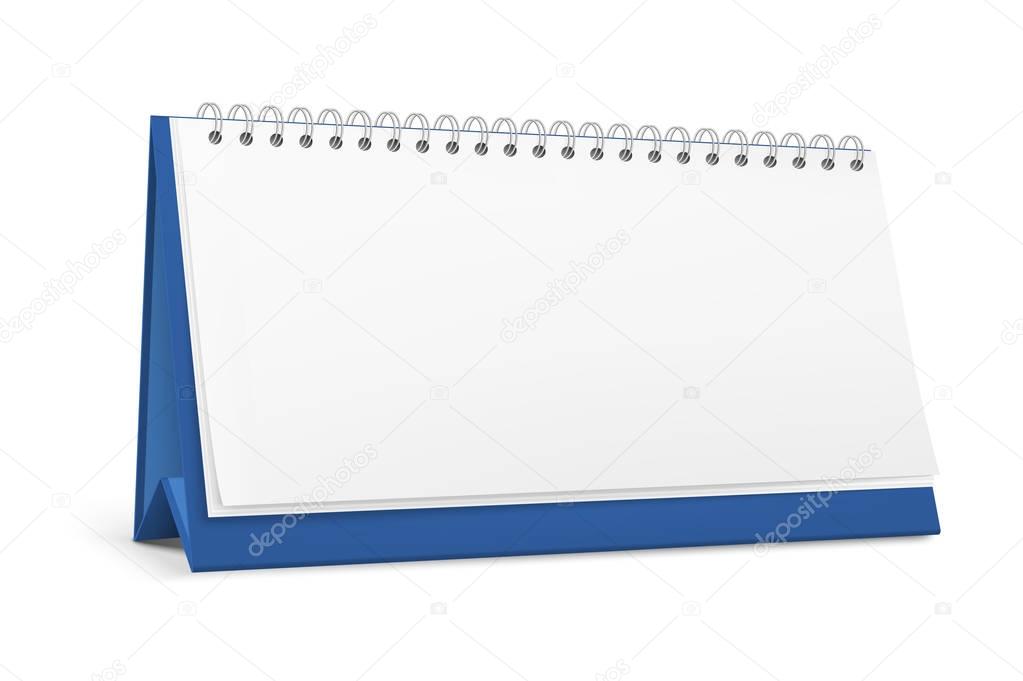 Realistic white blank standing desk calendar with a spiral. Vector EPS10 illustration.