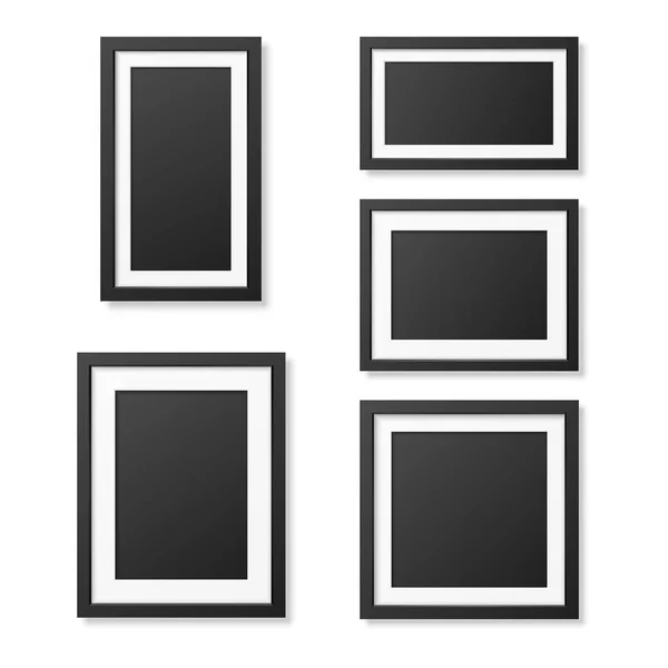 Plantillas de marco de imagen en blanco realista conjunto aislado sobre fondo blanco . — Archivo Imágenes Vectoriales